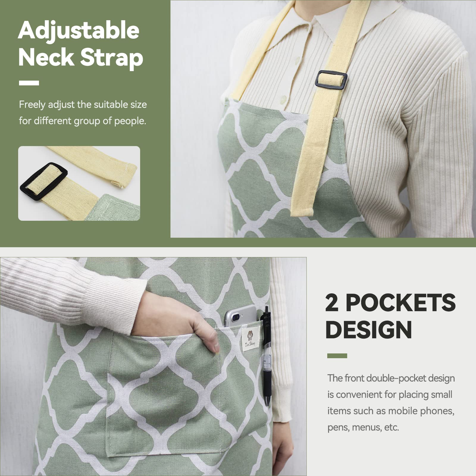 NLUS green plaid apron in action, ideal for cooking and grilling