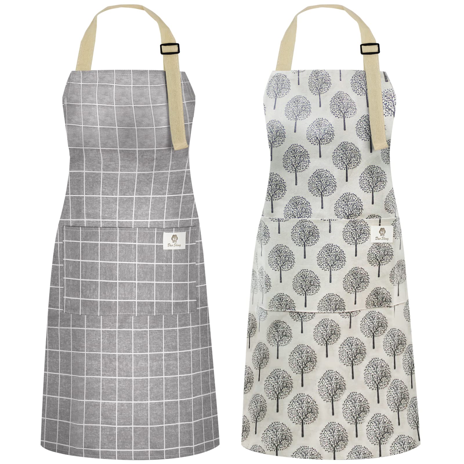 NLUS waterproof apron gray stripe front protects clothes during cooking