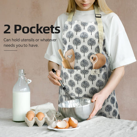 NLUS apron gray trees pockets for quick utensil access