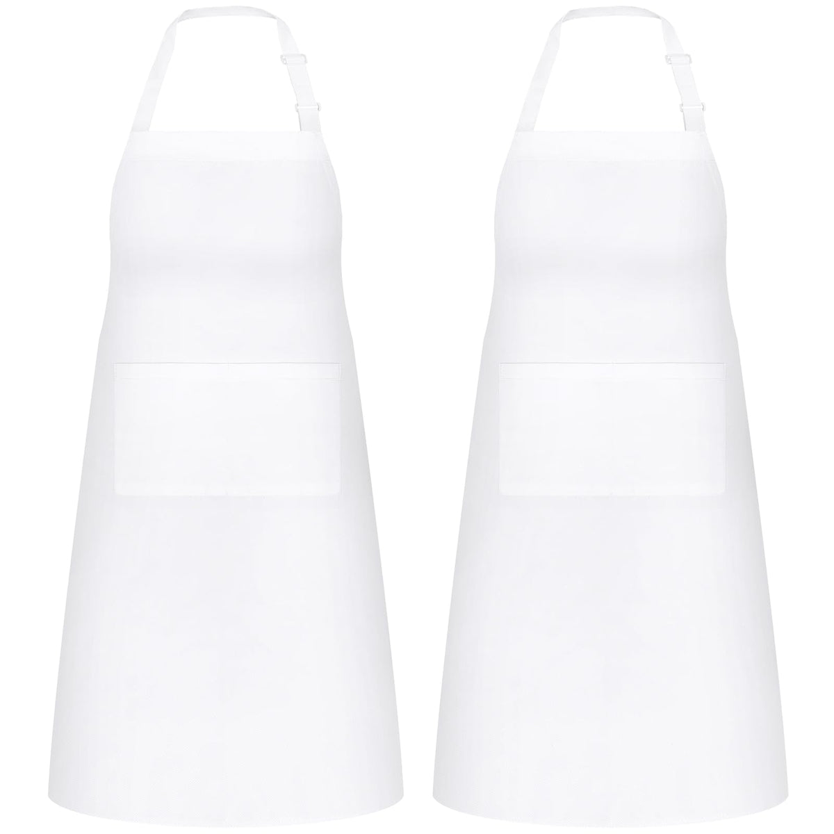 NLUS white apron with two pockets keeps tools handy during cooking and grilling.