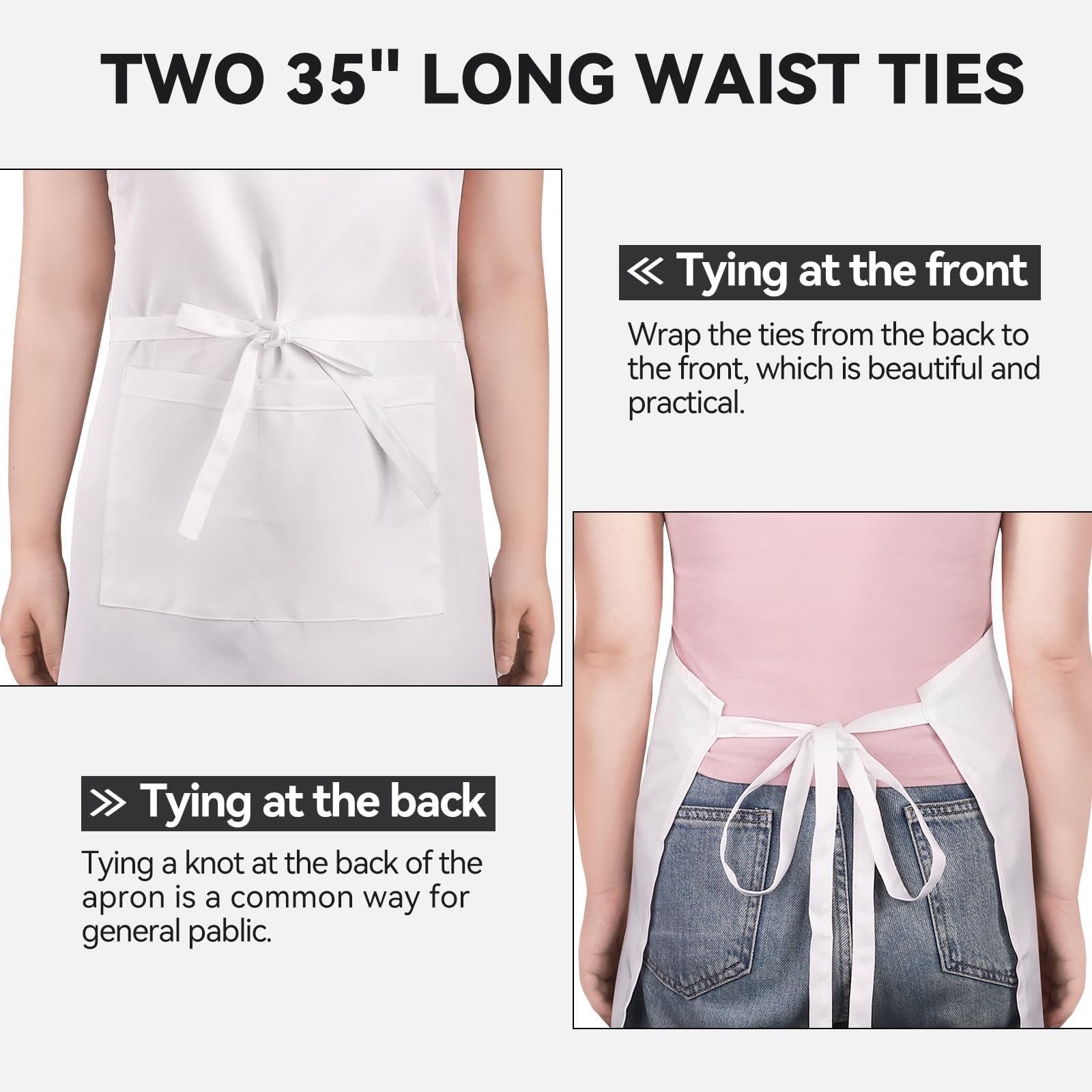 NLUS white kitchen apron ideal for cooking, baking, BBQ, and crafts.