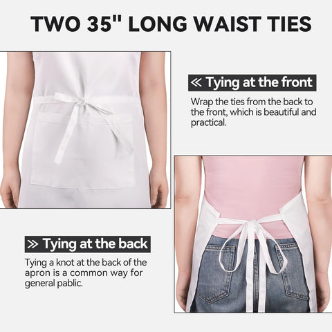 NLUS white kitchen apron ideal for cooking, baking, BBQ, and crafts.