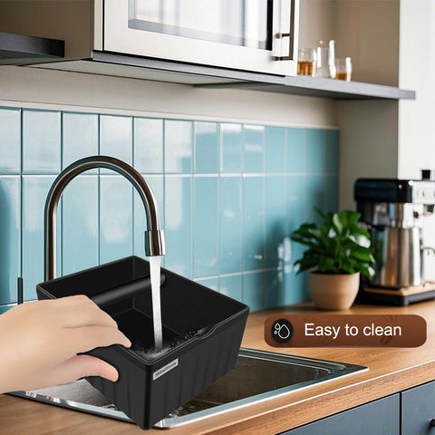 NMW earthmone easy-clean surface resists coffee residue and wipes clean.