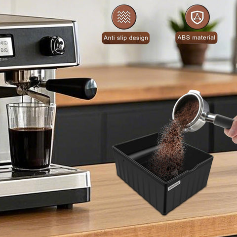 NMW earthmone knock box protective rubber-coated bar to avoid portafilter scratches.