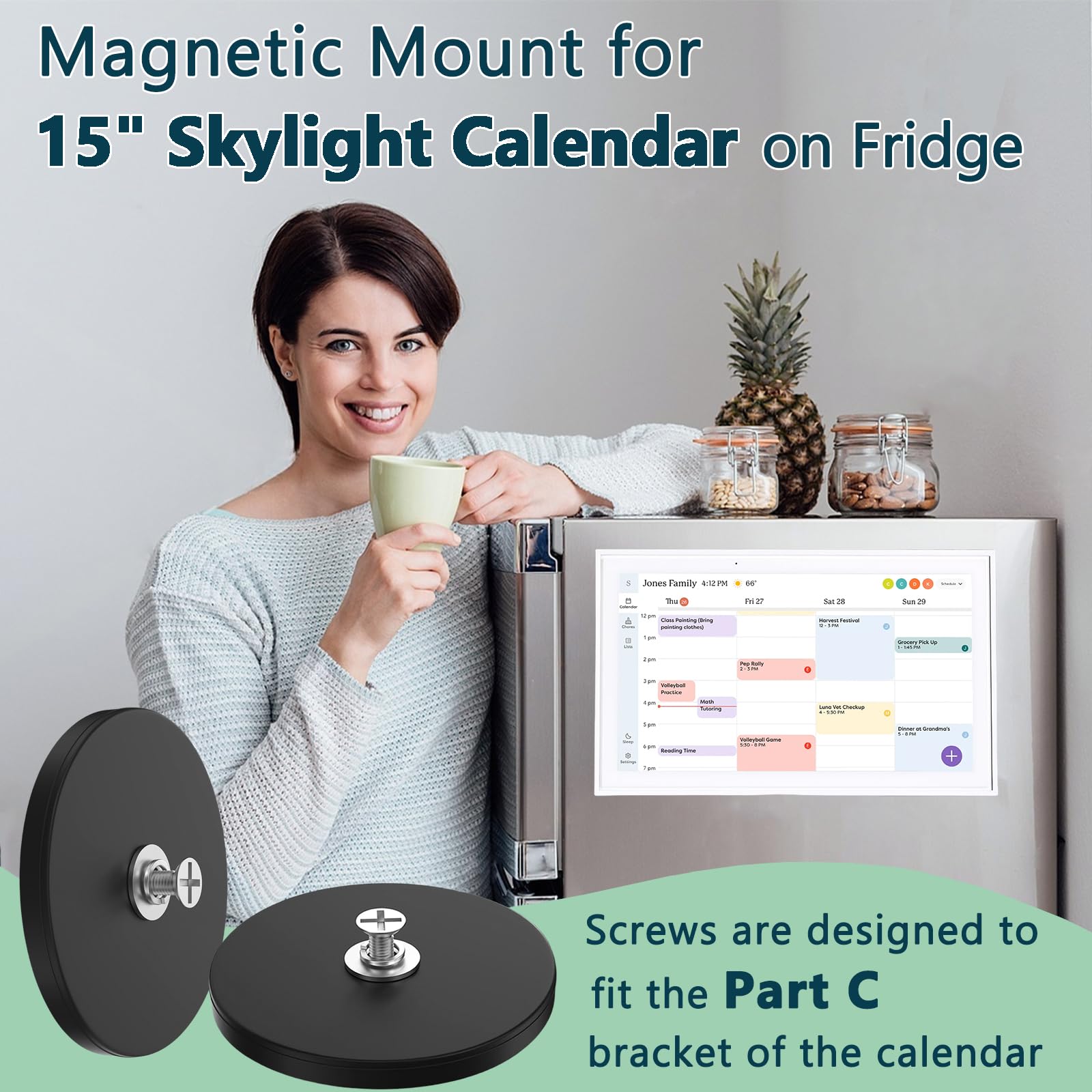 Magnet Mount for Skylight Calendar 15-Inch enables no-drill installation on metal surfaces.
