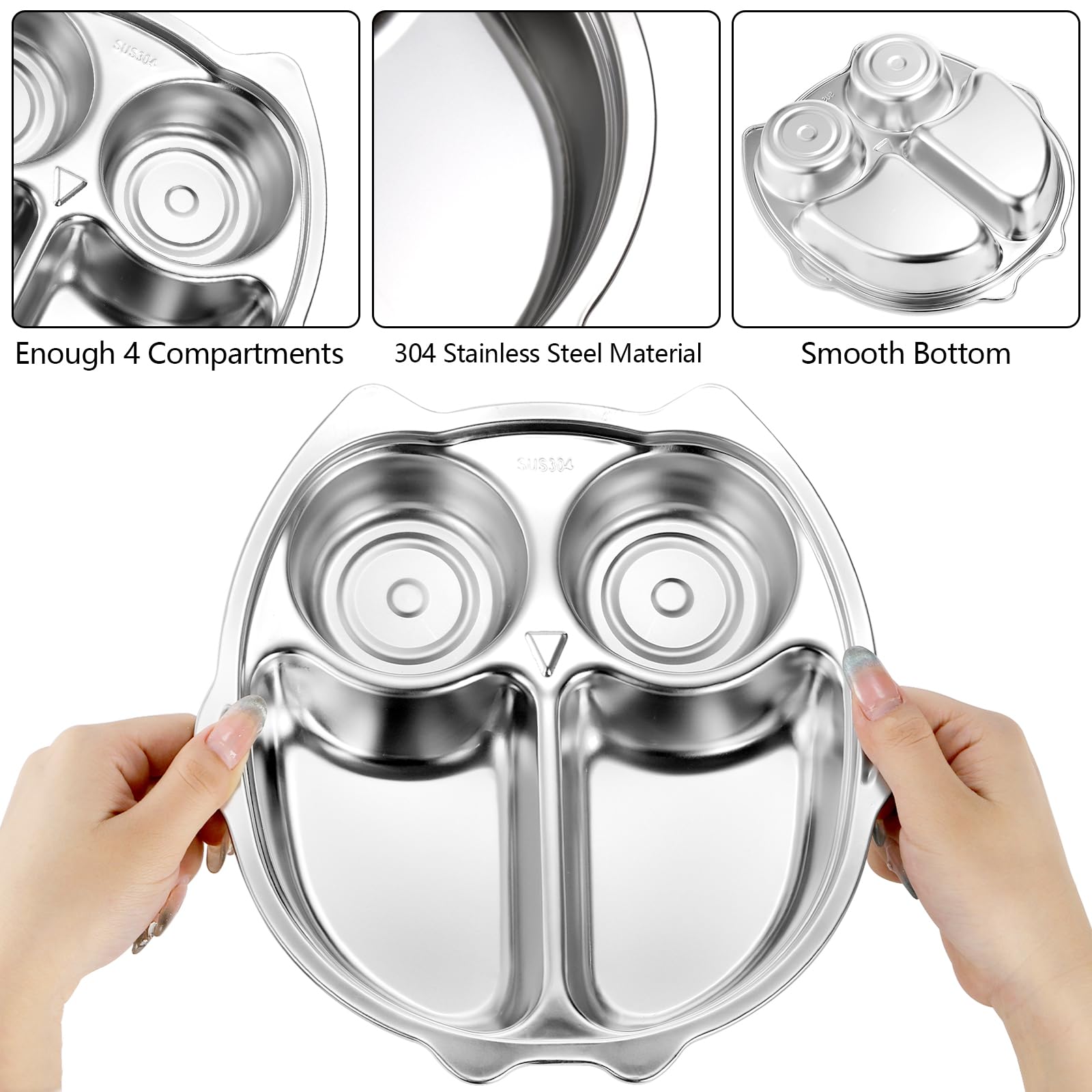 Noamus 304 stainless steel portion-control tray for durable, rust-resistant serving.