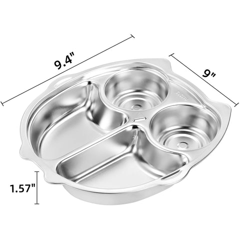 Noamus owl-shape meal plate with four compartments for kid-friendly meals.