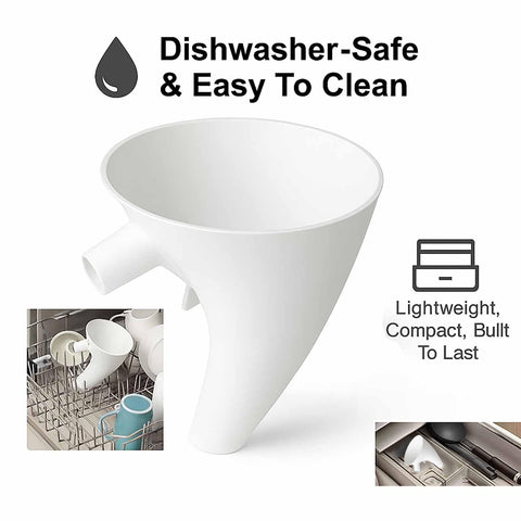 NOBALLS dishwasher-safe plastic funnel for quick cleanup
