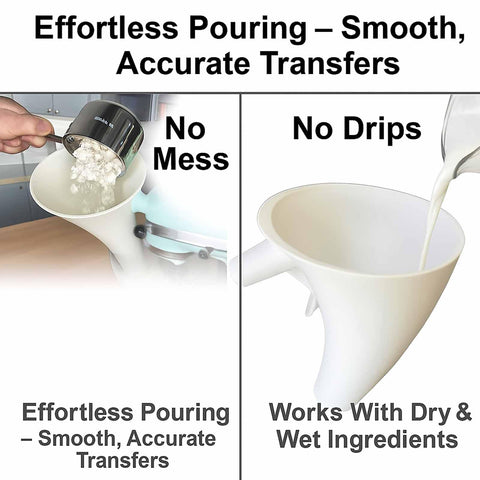NOBALLS Flour Funnel tilt-head fit ensures steady pours into 4.5–5 Qt bowls
