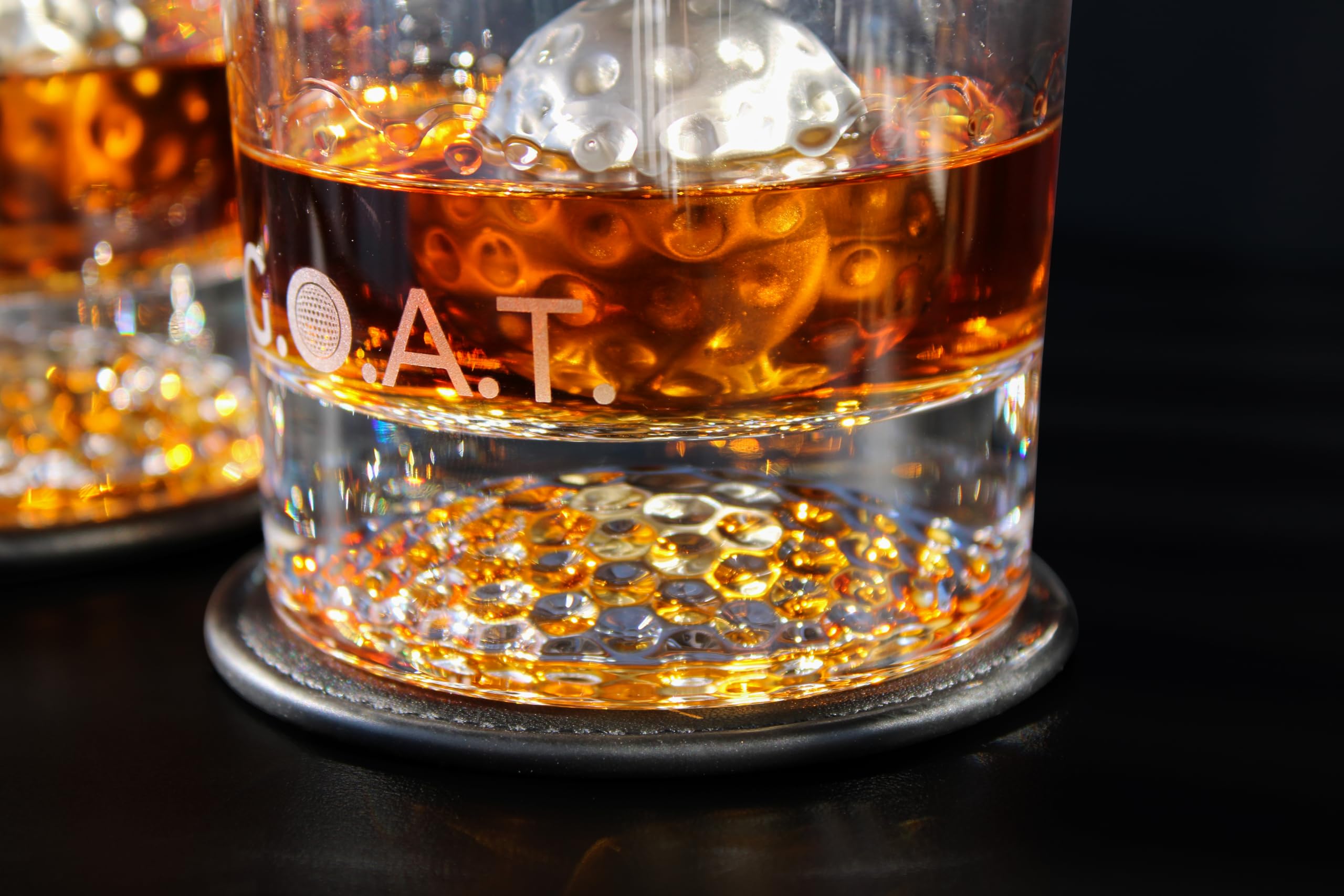 NOBLESIP golf-themed design enhances a home bar display.