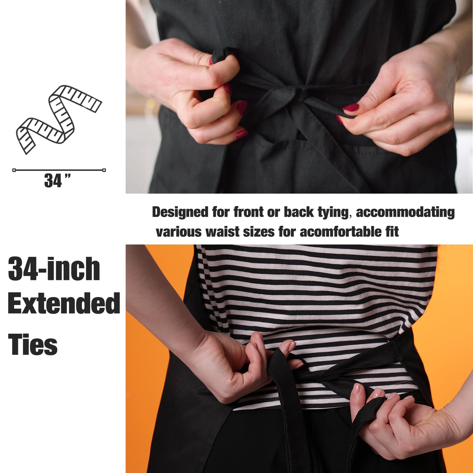 NOBONDO machine washable apron with durable fabric.
