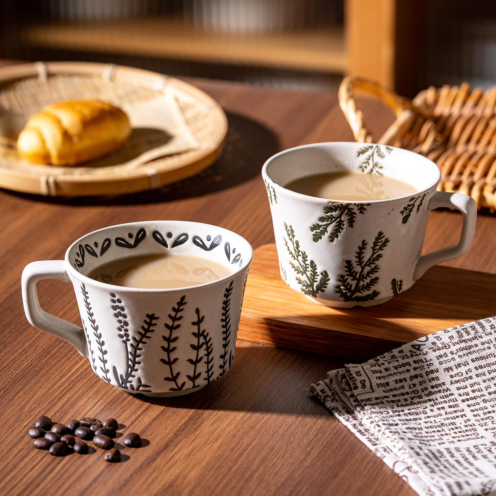 Noevany 11oz mugs with ergonomic grip and varied patterns.