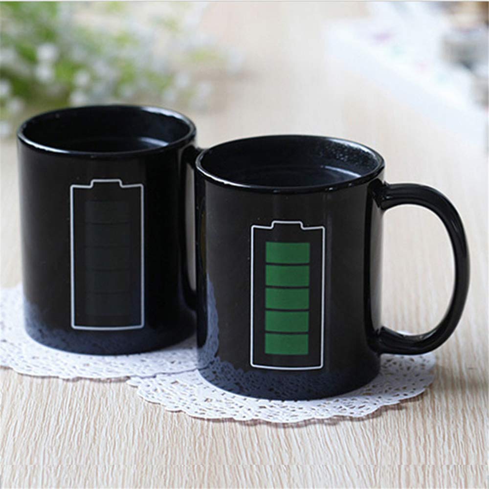 Nofinis battery-pattern mug changes color as you pour hot drinks for playful moments.