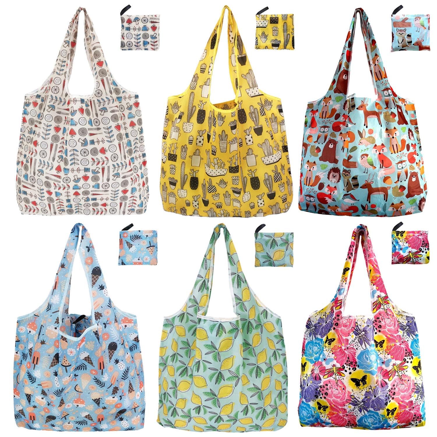 Noilk foldable grocery bag with colorful prints for stylish shopping