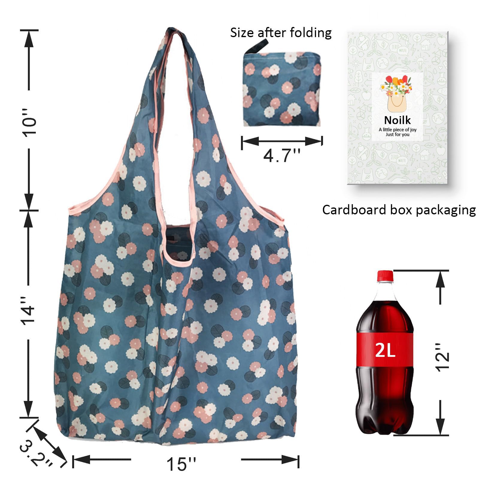 Noilk foldable tote with attached pouch for easy storage and on-the-go use.