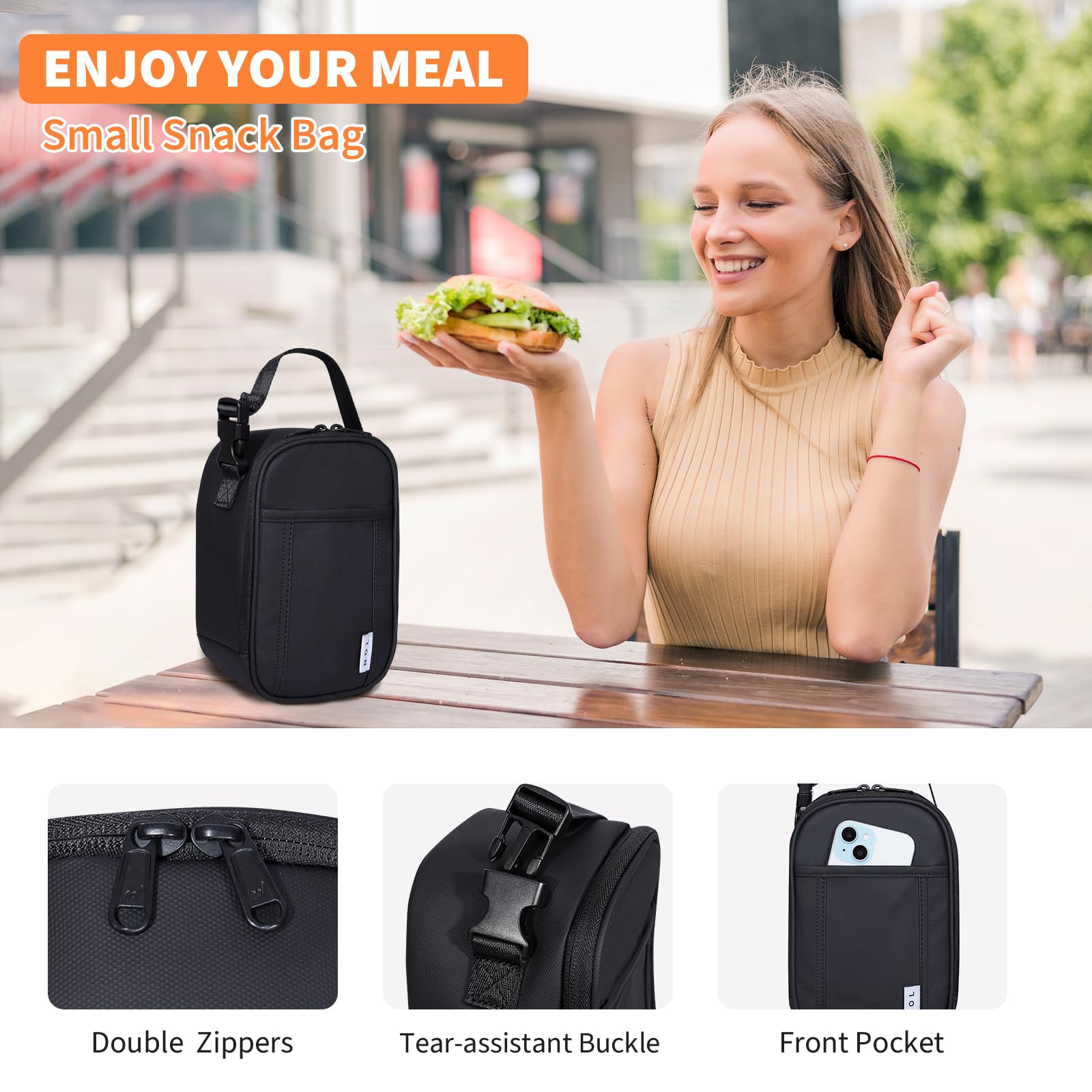 NOL insulated lunch bag shoulder-carry strap enables hands-free commuting