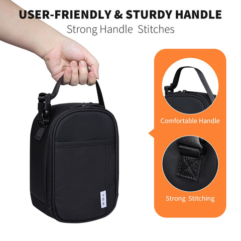 NOL insulated lunch bag side pocket open demonstrates organized utensil storage