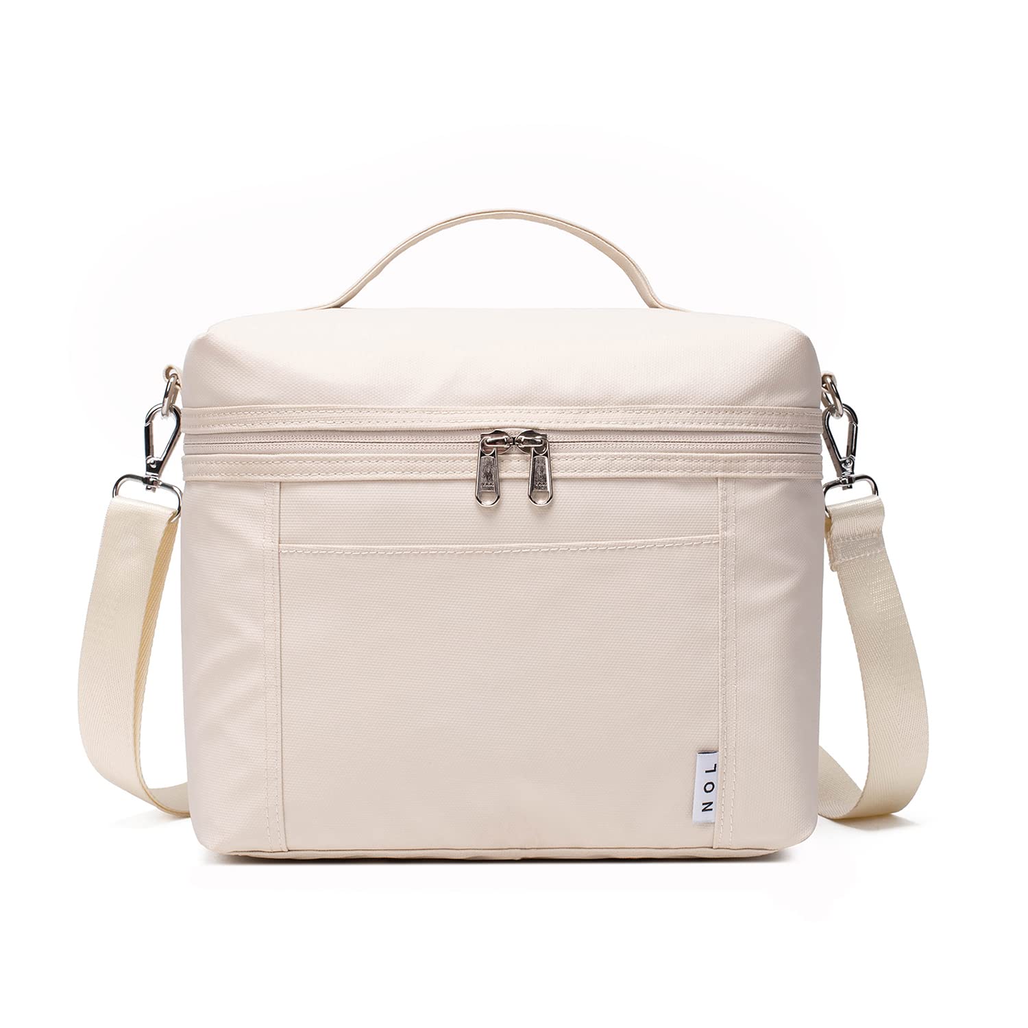 NOL insulated lunch bag cream front view for work or school