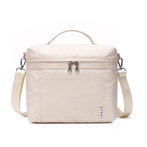 NOL insulated lunch bag cream front view for work or school