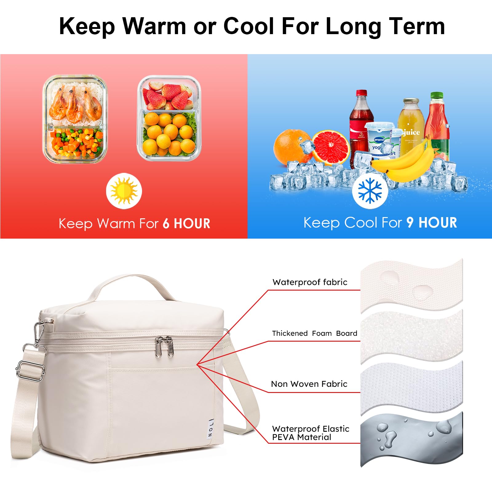 NOL cream adjustable shoulder strap demonstrates versatile carrying