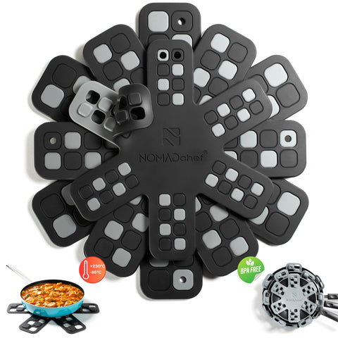 NOMADCHEF dual-use silicone pan protectors and trivet mat for stack protection