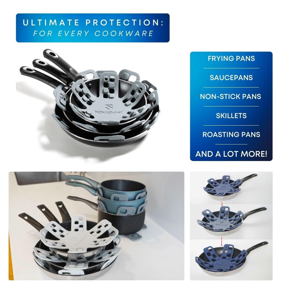 NOMADCHEF non-slip pan dividers prevent shifting during stacking
