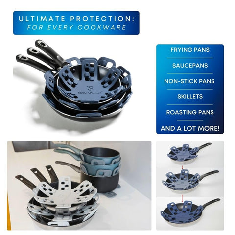 NOMADCHEF heat-resistant silicone trivets blue guard counters from hot pots.