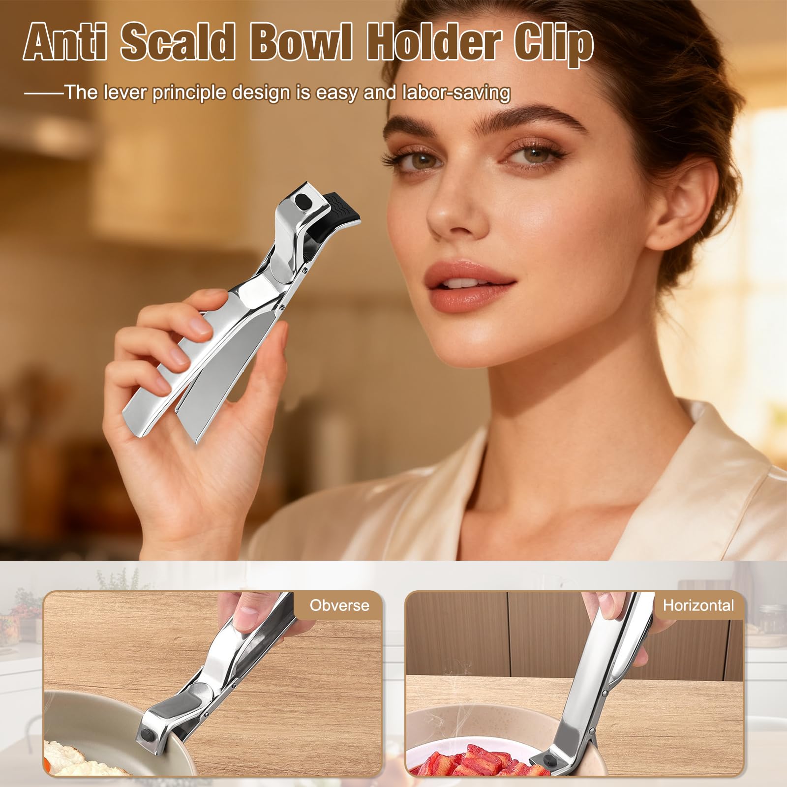 Non-slip silicone tips provide a firm grip and hand protection.