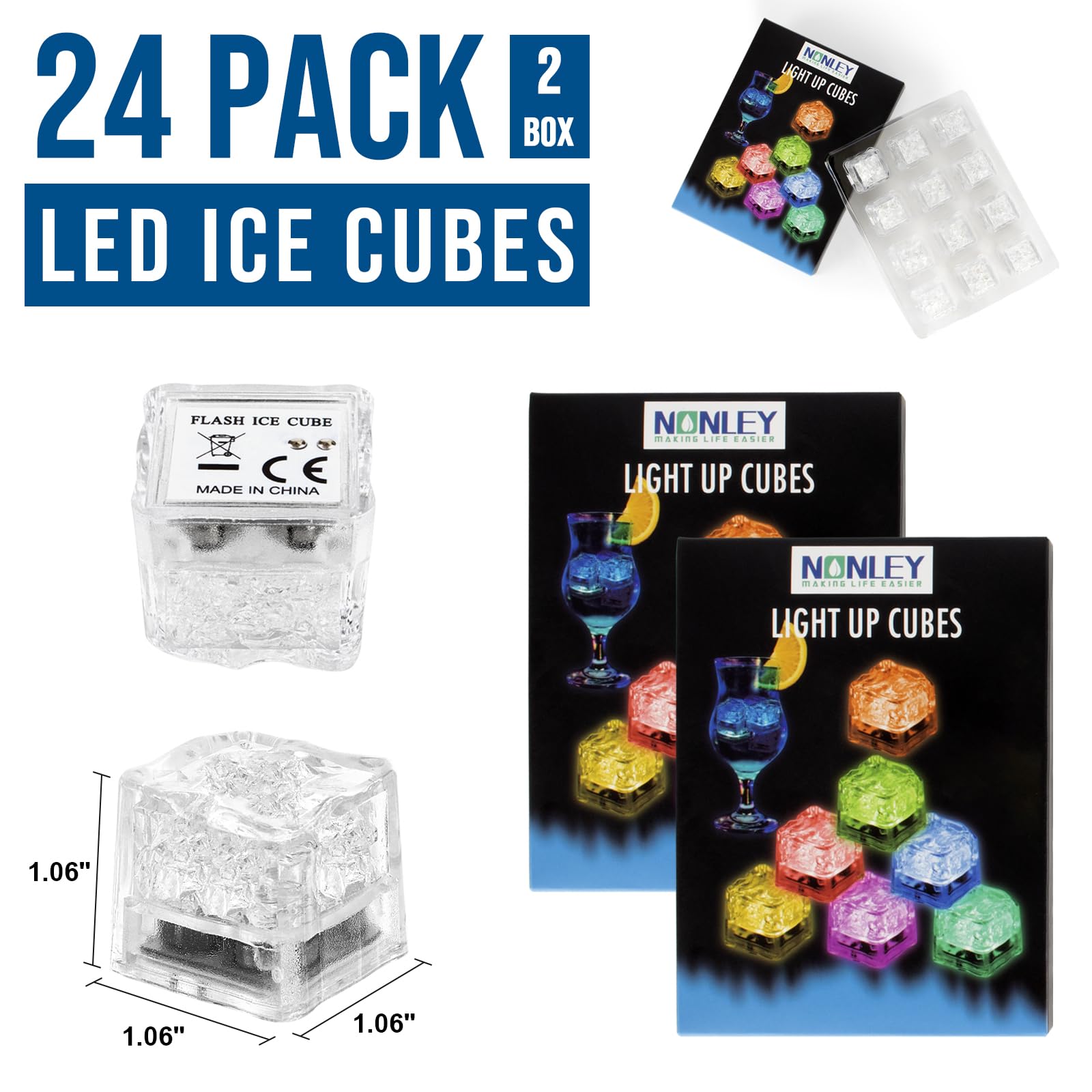 Nonley 1.06 inch cubes fit easily in standard glasses.