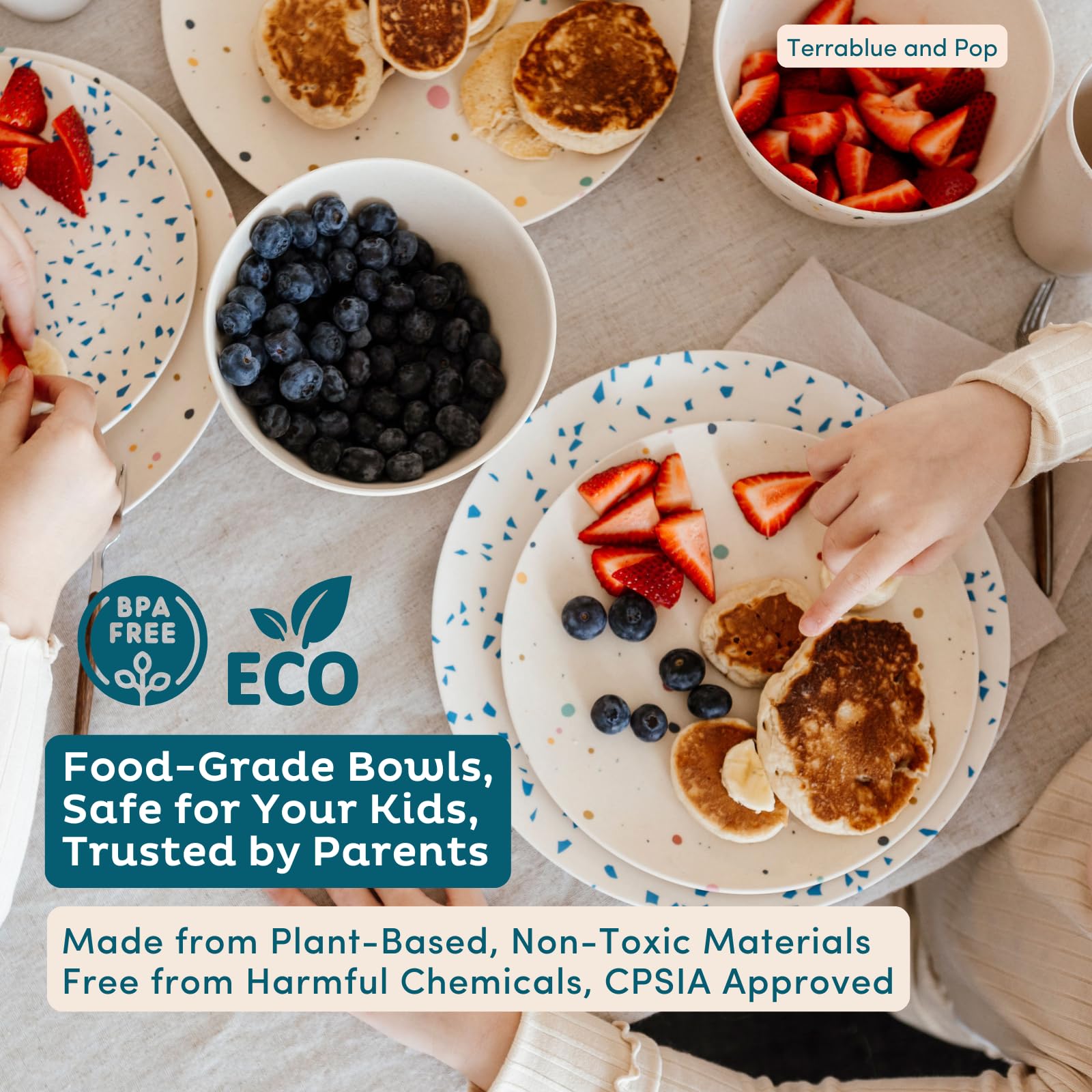 Nook Theory bamboo plates with kids, design supports tidy, mess-friendly meals