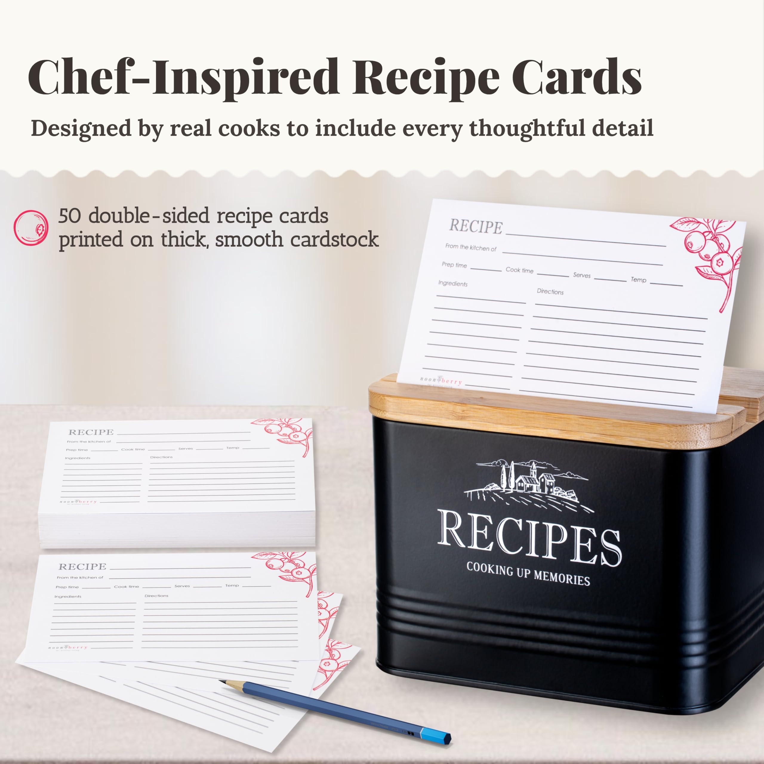 Noonberry labeled dividers for twelve recipe categories.