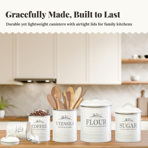 Noonberry utensil holder with canister set keeps essential tools within easy reach
