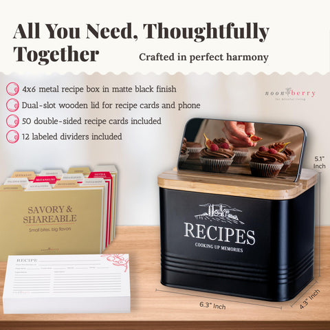 Noonberry wooden lid with slot keeps card or phone upright during cooking.