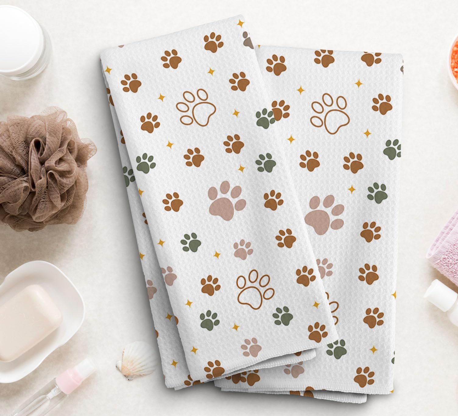 NOQL dog paws dishcloths absorb spills quickly for efficient kitchen cleanup.