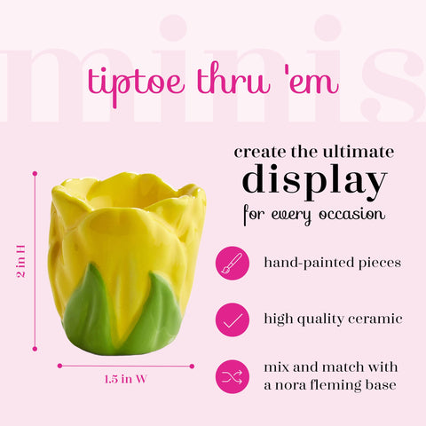 Nora Fleming yellow tulip mini brightens table settings and seasonal gatherings