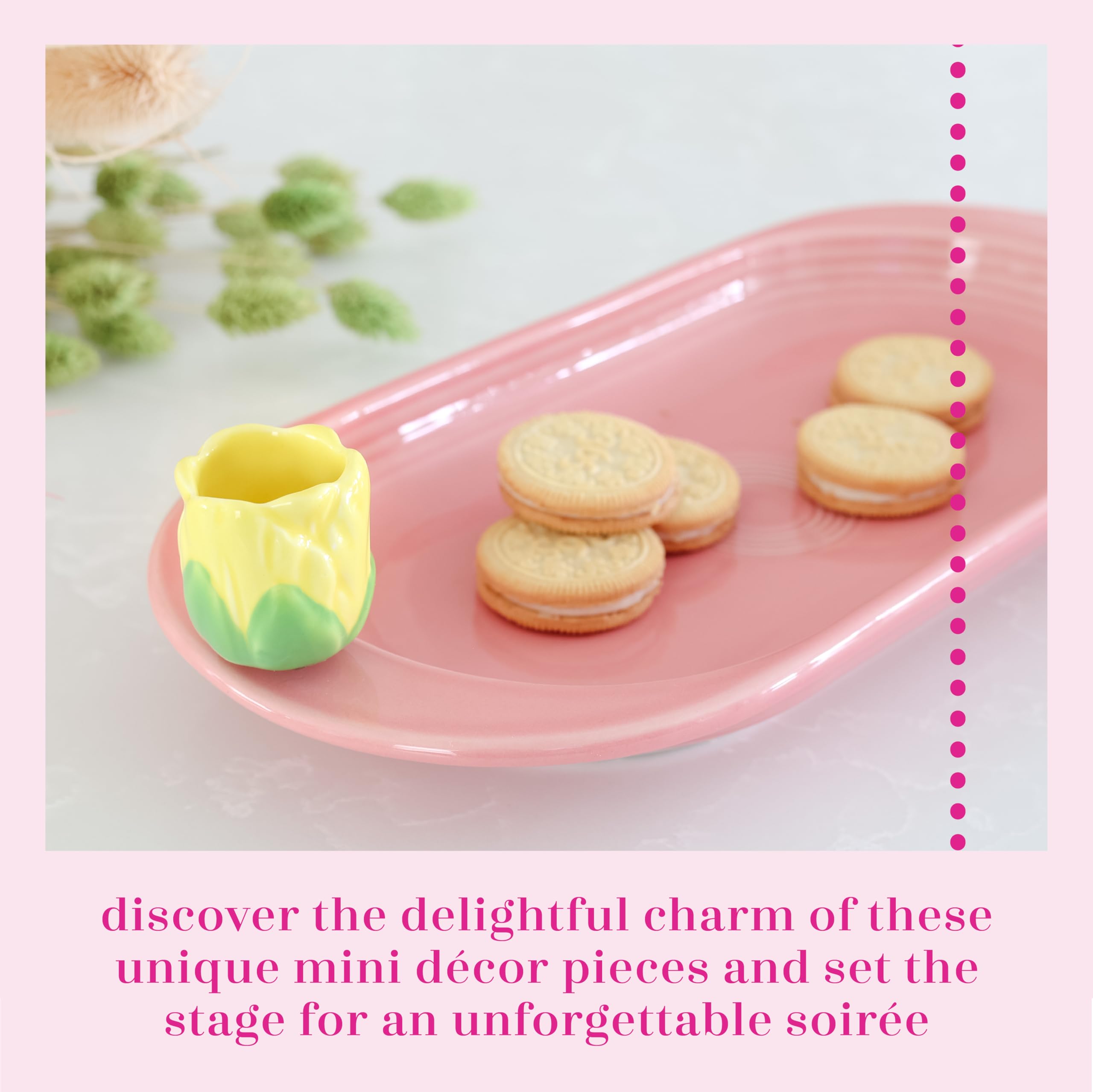 Nora Fleming yellow tulip mini pairing with any base for versatile decor