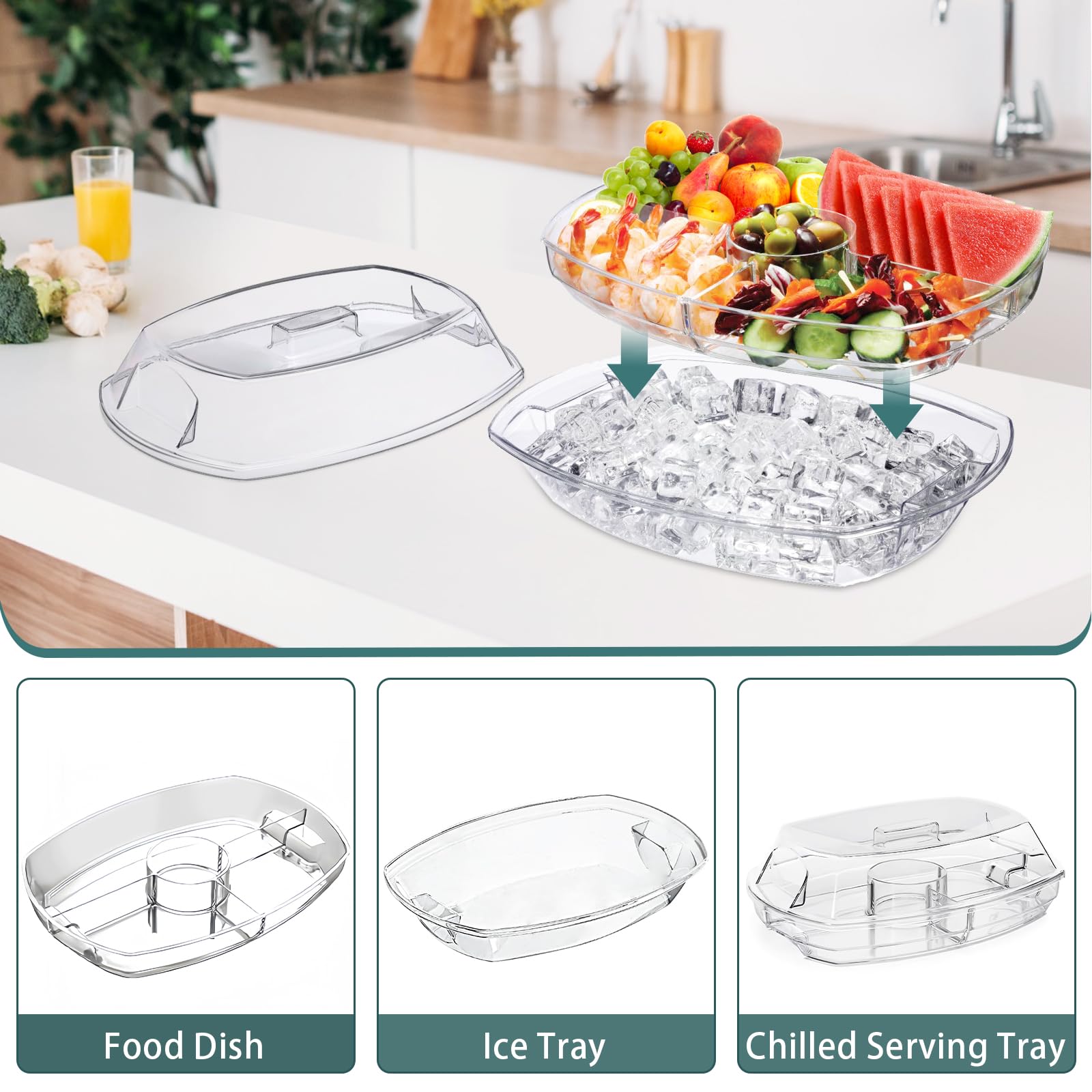 Norar three-tier fruit platter for parties indoors or outdoors