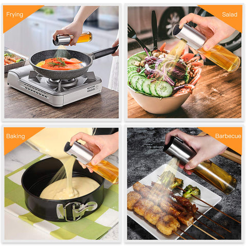 NORBASE olive oil sprayer in use for dressing and grilling.