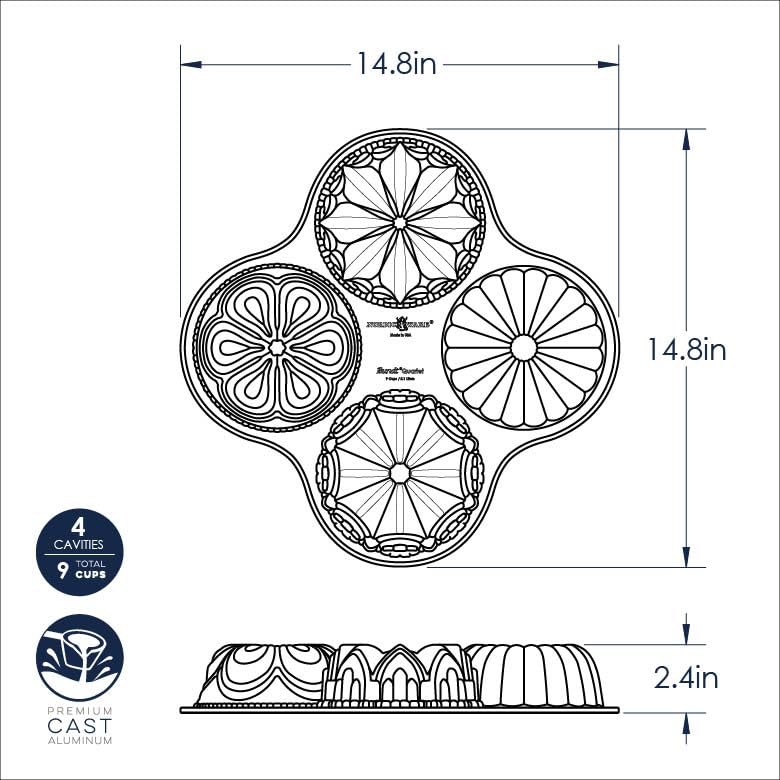 Nordic Ware Bundt pan with premium nonstick for easy release.