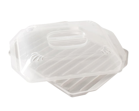 Nordic Ware bacon rack base elevates bacon for grease-free crisp cooking.