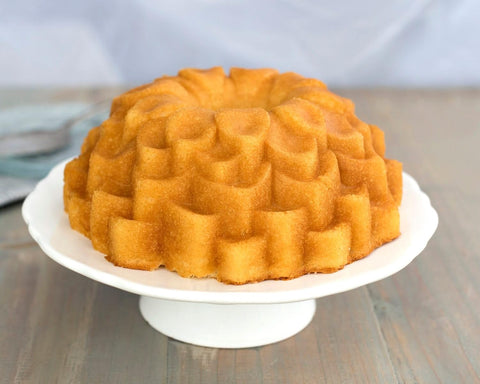 Nordic Ware Blossom Bundt Pan nonstick finish for easy release and cleaning.