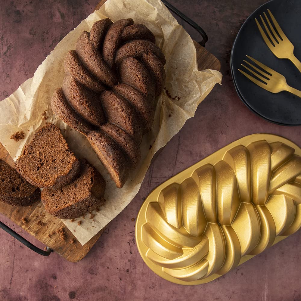 Nordic Ware Braided Loaf Pan is oven-safe up to 400°F for versatile baking.