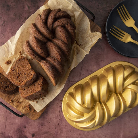 Nordic Ware Braided Loaf Pan is oven-safe up to 400°F for versatile baking.