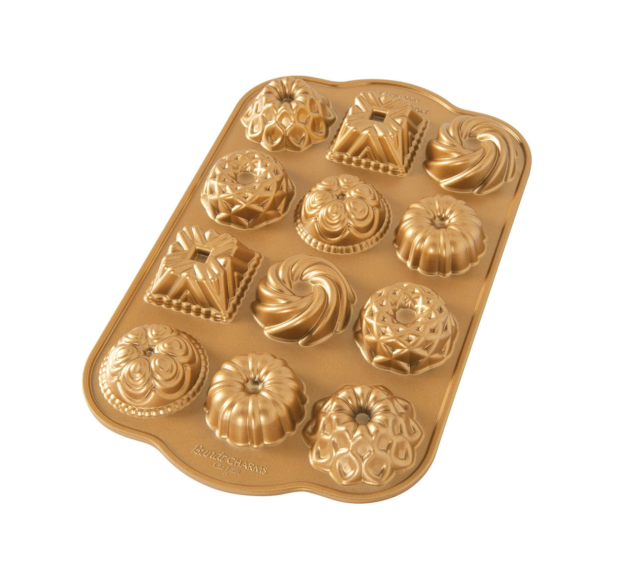 Nordic Ware Bundt Charms square view for uniform mini cakes with even browning