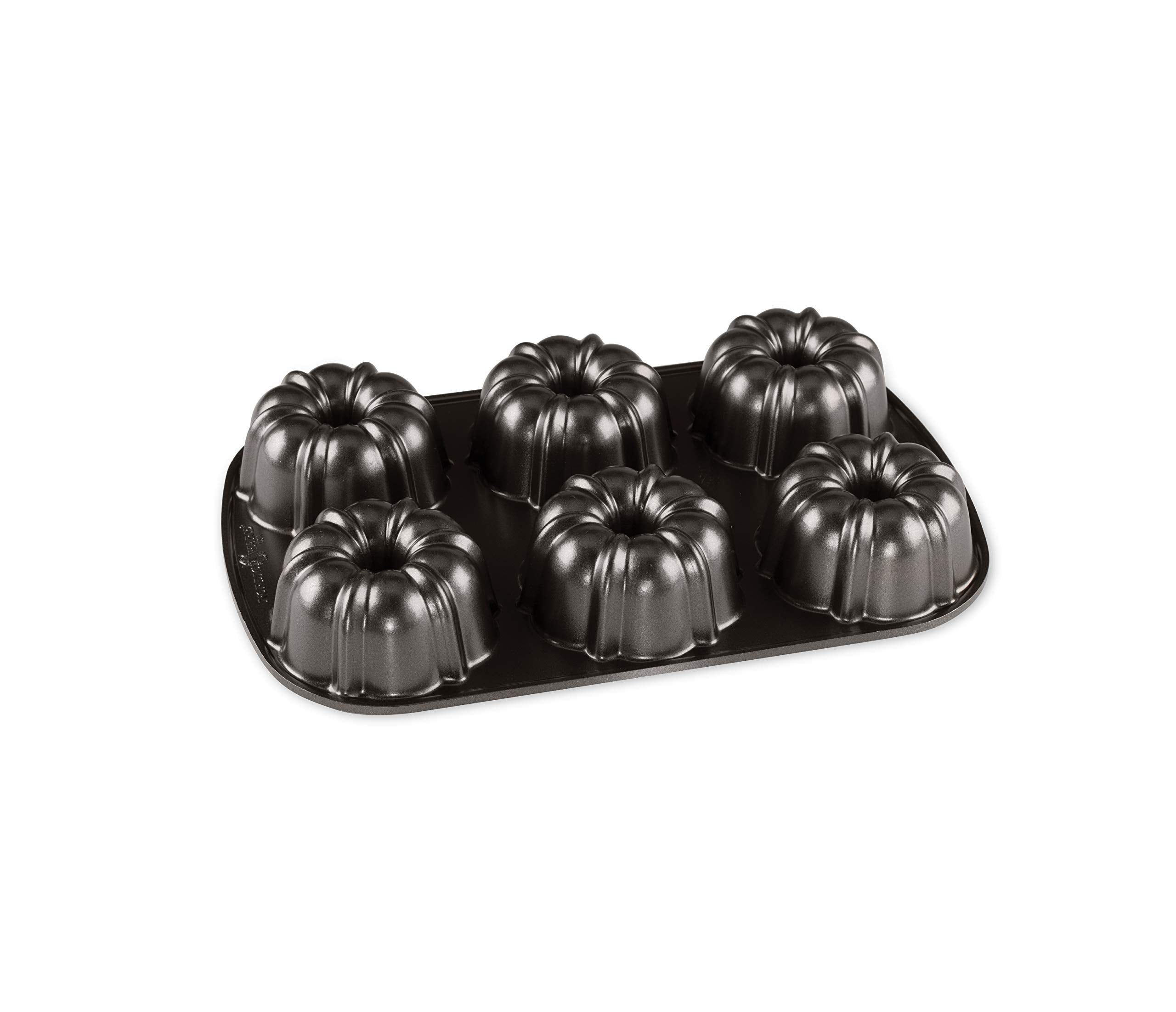 Nordic Ware Classic Bundtlette pan, top view, shows elegant fluting for single desserts