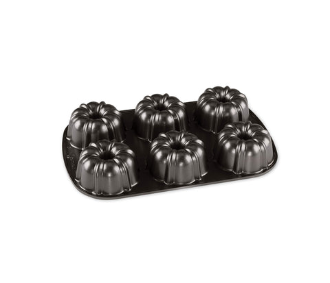 Nordic Ware Classic Bundtlette pan, top view, shows elegant fluting for single desserts
