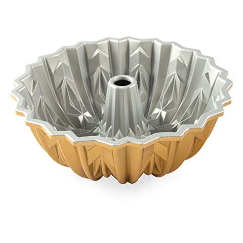 Nordic Ware Bundt pan gold side view showing size and depth