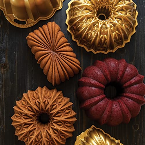 Glazed Bundt cake in Nordic Ware gold swirl pan