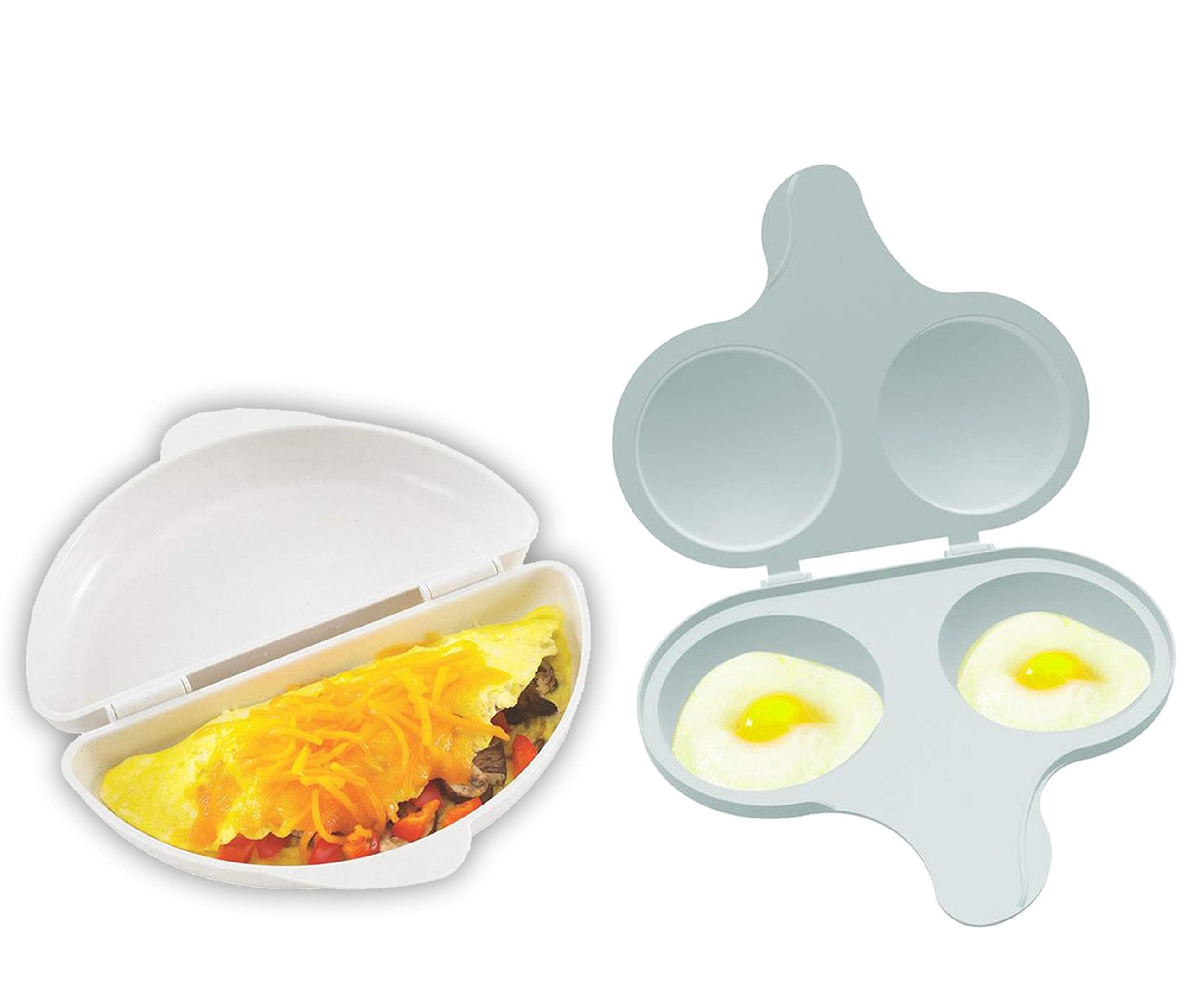 Nordic Ware Easy Breakfast Omelet Pan with two-cavity poacher for quick homemade eggs.