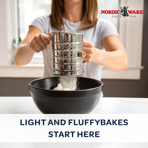 Nordic Ware flour sifter stainless steel body for durability